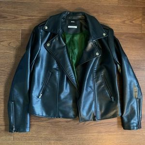 Faux black leather